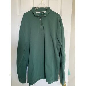 J.Crew Vintage Oarsman Pullover Mens XL Green Knit Cotton 1/4 Zip Elbow Patches